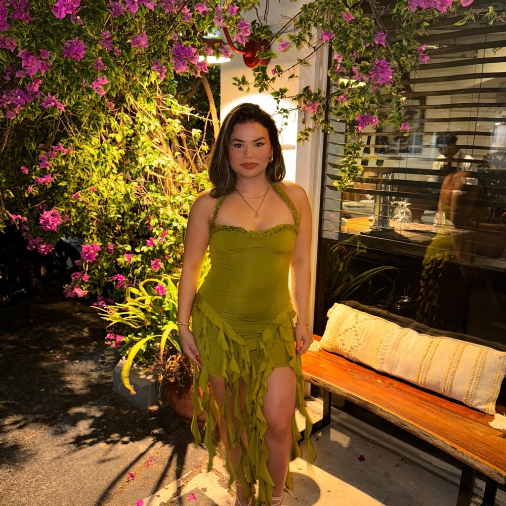 Elegant Olive Green Cocktail Dress